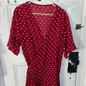 Red dress with white polkadots